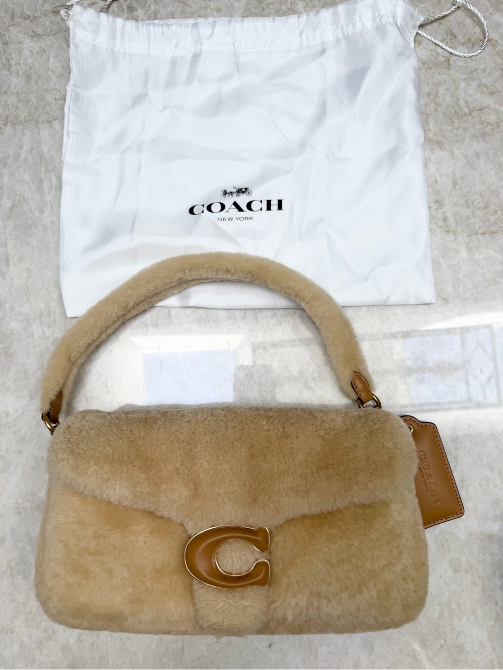 Coach Pillow Tabby 26 Shearling Warm Neutral CC445 Shoulder Bag